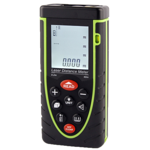 1.9 inch LCD 40m Hand-held Laser Distance Meter with Level Bubble (RZ40) - Click Image to Close